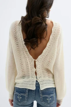 Gina Tricot 14+ knitted open back weater Hvit Best