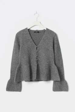 Gina Tricot Knitted pepu cardigan Grå Clearance