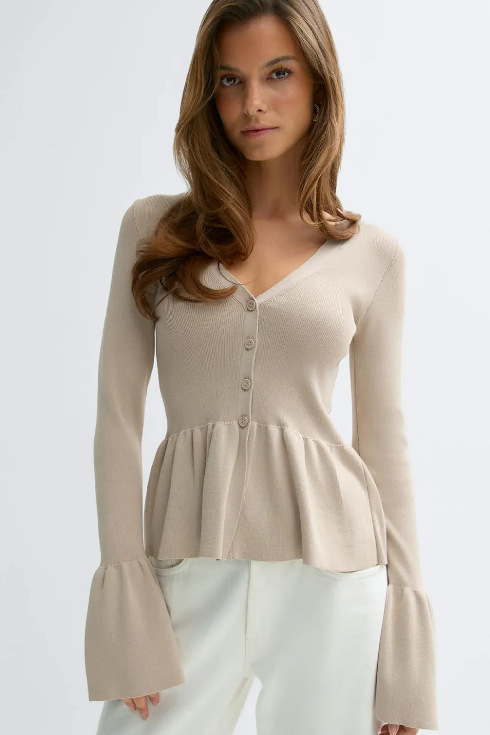 Gina Tricot Knitted pepu cardigan Beige Sale