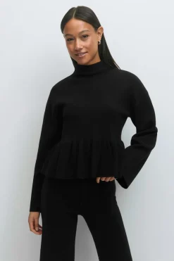 Gina Tricot Knitted pepu top Svart Hot