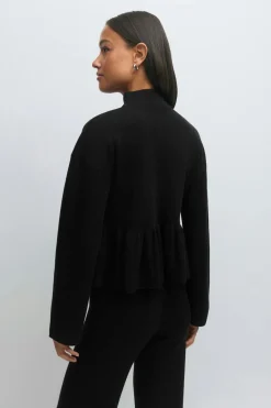 Gina Tricot Knitted pepu top Svart Hot
