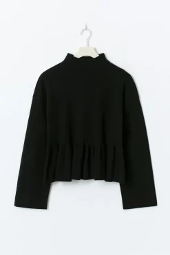 Gina Tricot Knitted pepu top Svart Hot
