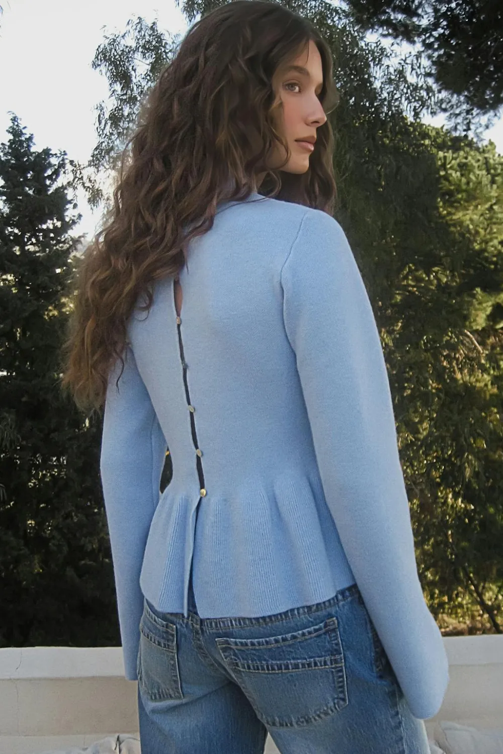 Gina Tricot Knitted pepu top Blå