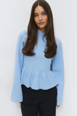 Gina Tricot Knitted pepu top Blå