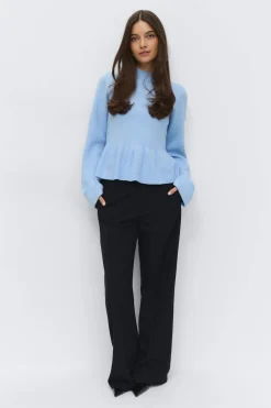 Gina Tricot Knitted pepu top Blå