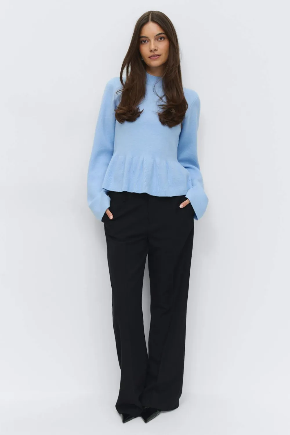 Gina Tricot Knitted pepu top Blå