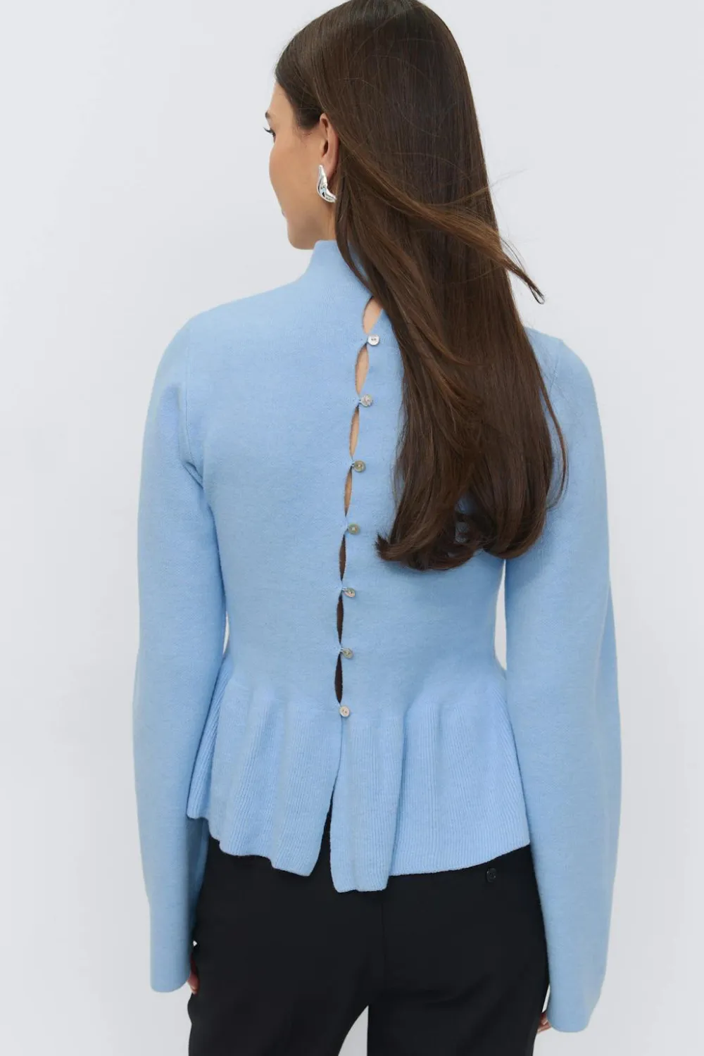 Gina Tricot Knitted pepu top Blå
