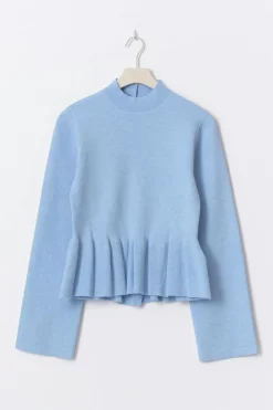 Gina Tricot Knitted pepu top Blå