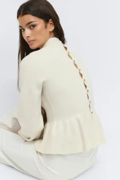 Gina Tricot Knitted pepu top Hvit Clearance