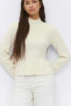 Gina Tricot Knitted pepu top Hvit Clearance