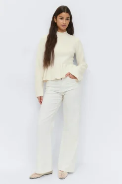 Gina Tricot Knitted pepu top Hvit Clearance