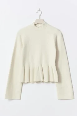 Gina Tricot Knitted pepu top Hvit Clearance