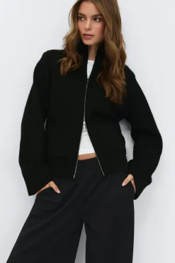 Gina Tricot Knitted pocket cardigan Svart Discount