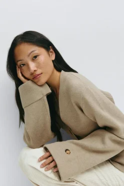 Gina Tricot Knitted cuptured cardigan Beige Hot
