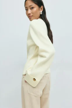 Gina Tricot Knitted cuptured cardigan Hvit Clearance