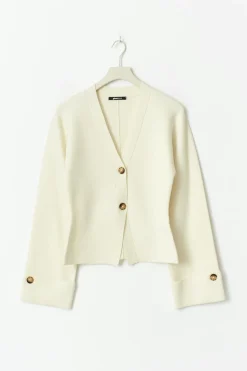 Gina Tricot Knitted cuptured cardigan Hvit Clearance