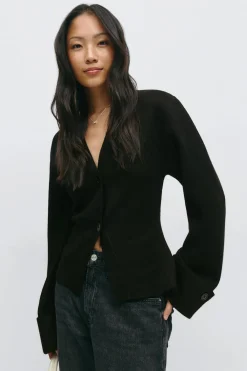 Gina Tricot Knitted cuptured cardigan Svart