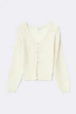Gina Tricot Knitted heer cardigan Hvit Best
