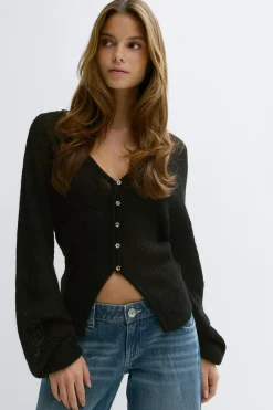 Gina Tricot Knitted heer cardigan Svart Outlet