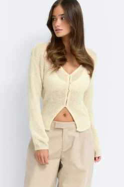 Gina Tricot Knitted heer cardigan Gul Discount