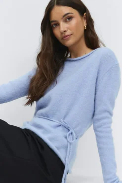 Gina Tricot Knitted tie top Blå