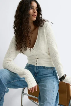 Gina Tricot Knitted top Hvit Best