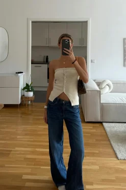 Gina Tricot Knitted tube top Hvit New