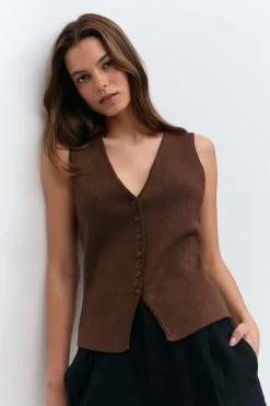 Gina Tricot Knitted vet Brun Outlet