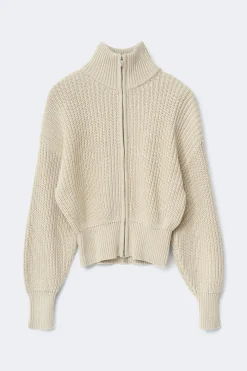 Gina Tricot Knitted zip cardigan Beige Online