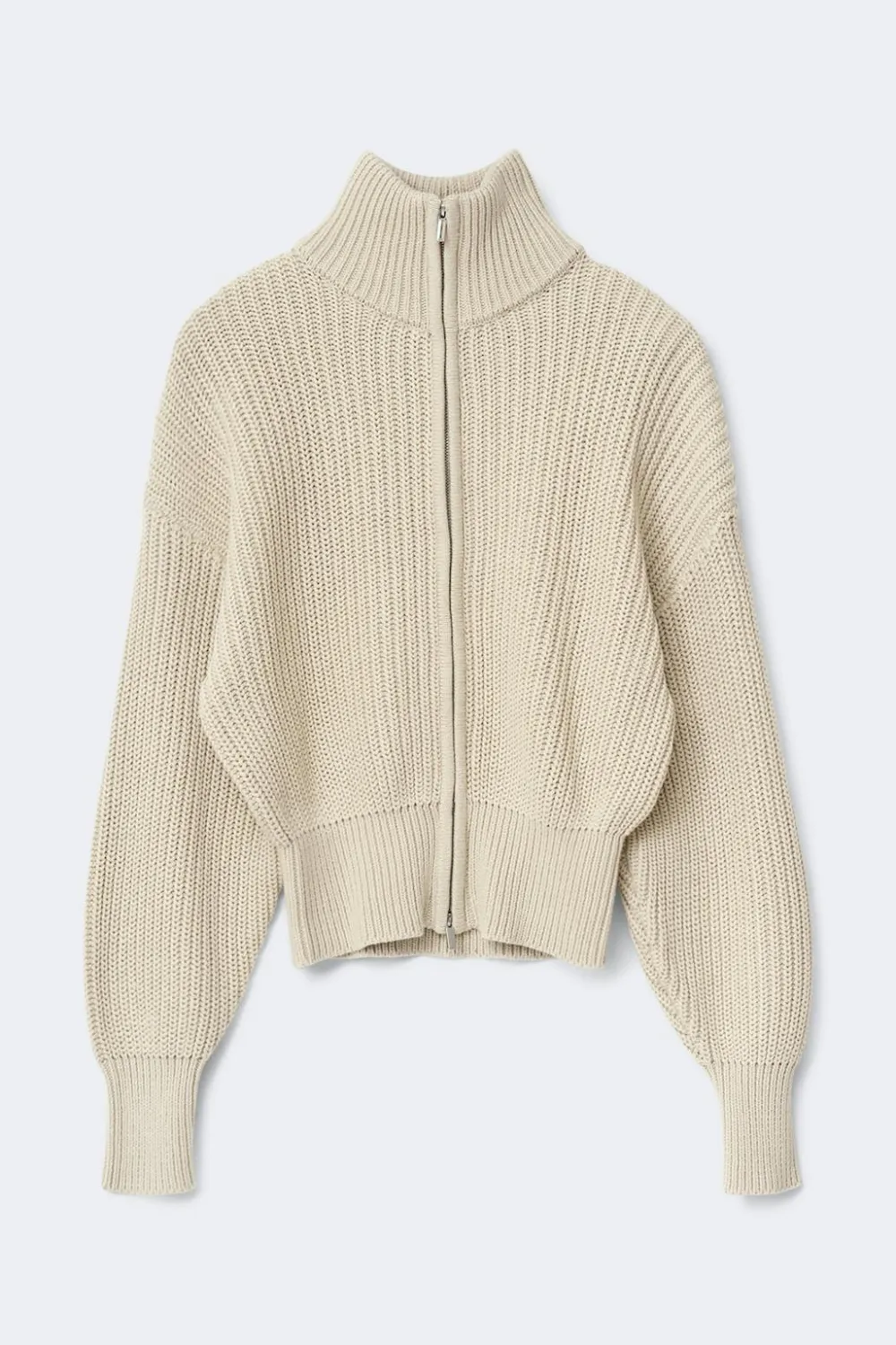Gina Tricot Knitted zip cardigan Beige Online
