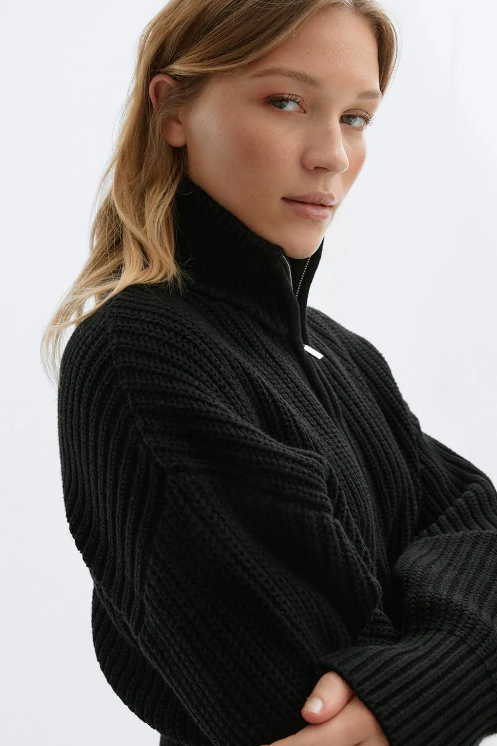 Gina Tricot Knitted zip cardigan Svart Online