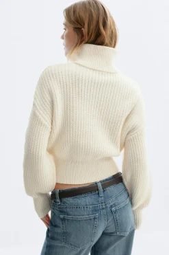 Gina Tricot Knitted zip cardigan Hvit Outlet