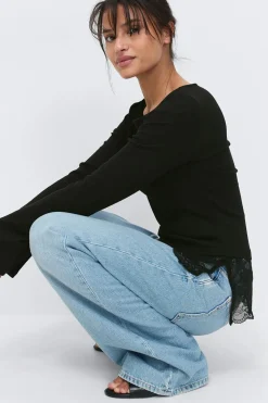 Gina Tricot ace detai boatneck top Svart Sale