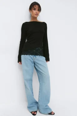 Gina Tricot ace detai boatneck top Svart Sale