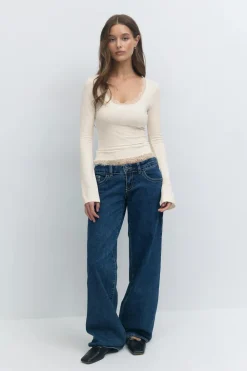 Gina Tricot ace detai coop neck top Hvit Discount