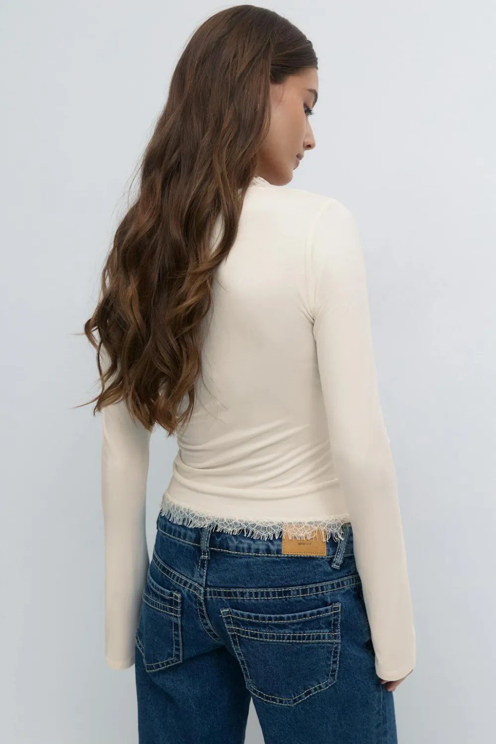 Gina Tricot ace detai coop neck top Hvit Discount
