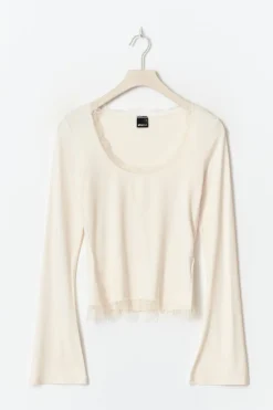 Gina Tricot ace detai coop neck top Hvit Discount