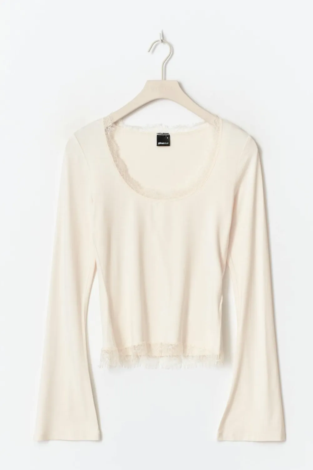 Gina Tricot ace detai coop neck top Hvit Discount
