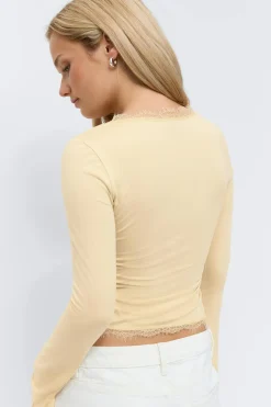 Gina Tricot ace detai coop neck top Gul Sale