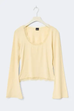 Gina Tricot ace detai coop neck top Gul Sale