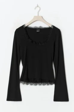 Gina Tricot ace detai coop neck top Svart Online