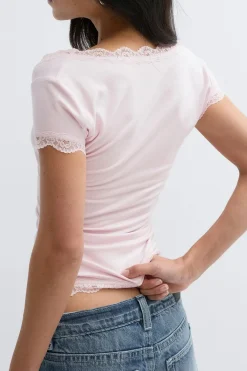 Gina Tricot ace detai coop neck top Rosa Sale