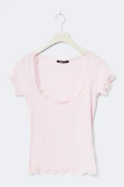 Gina Tricot ace detai coop neck top Rosa Sale