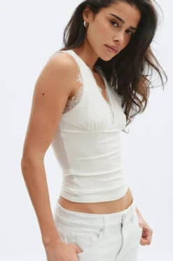 Gina Tricot ace detai tank Hvit Discount