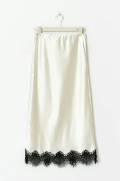 Gina Tricot Lace midi skirt Hvit Clearance