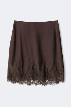 Gina Tricot Lace satin mini skirt Brun Best