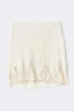 Gina Tricot Lace satin mini skirt Hvit Best