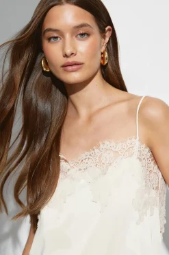 Gina Tricot Lace satin singlet Hvit Online