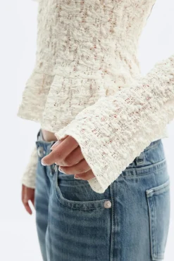 Gina Tricot ace v-neck top Hvit Sale