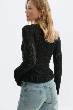 Gina Tricot ace v-neck top Svart Hot